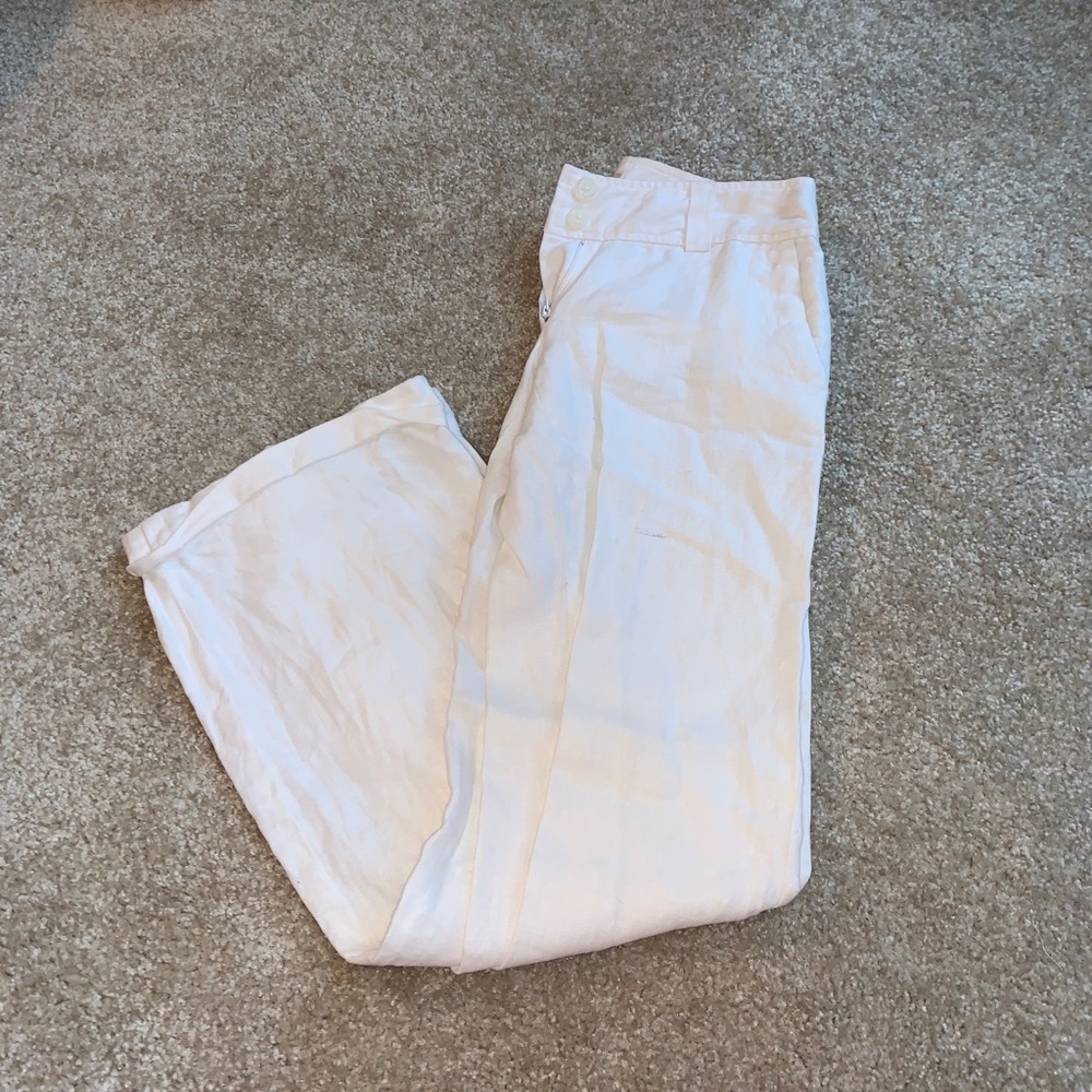 Michael Kors White Linen Wide Leg Pant Size 2